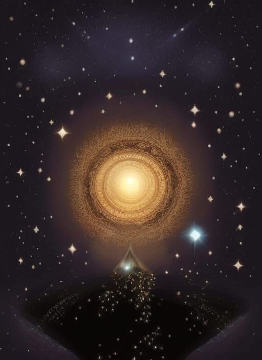 Sun Surrounded by Galaxy in Sci-Fi Style