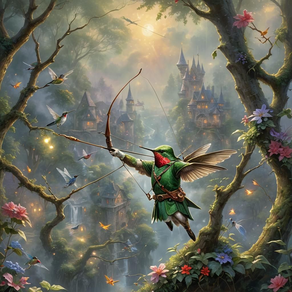 Hummingbird as Robin Hood in Ethereal Fantasy Style