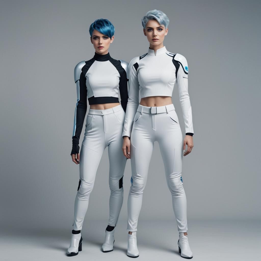 Futuristic Woman with Short Blue Hair
