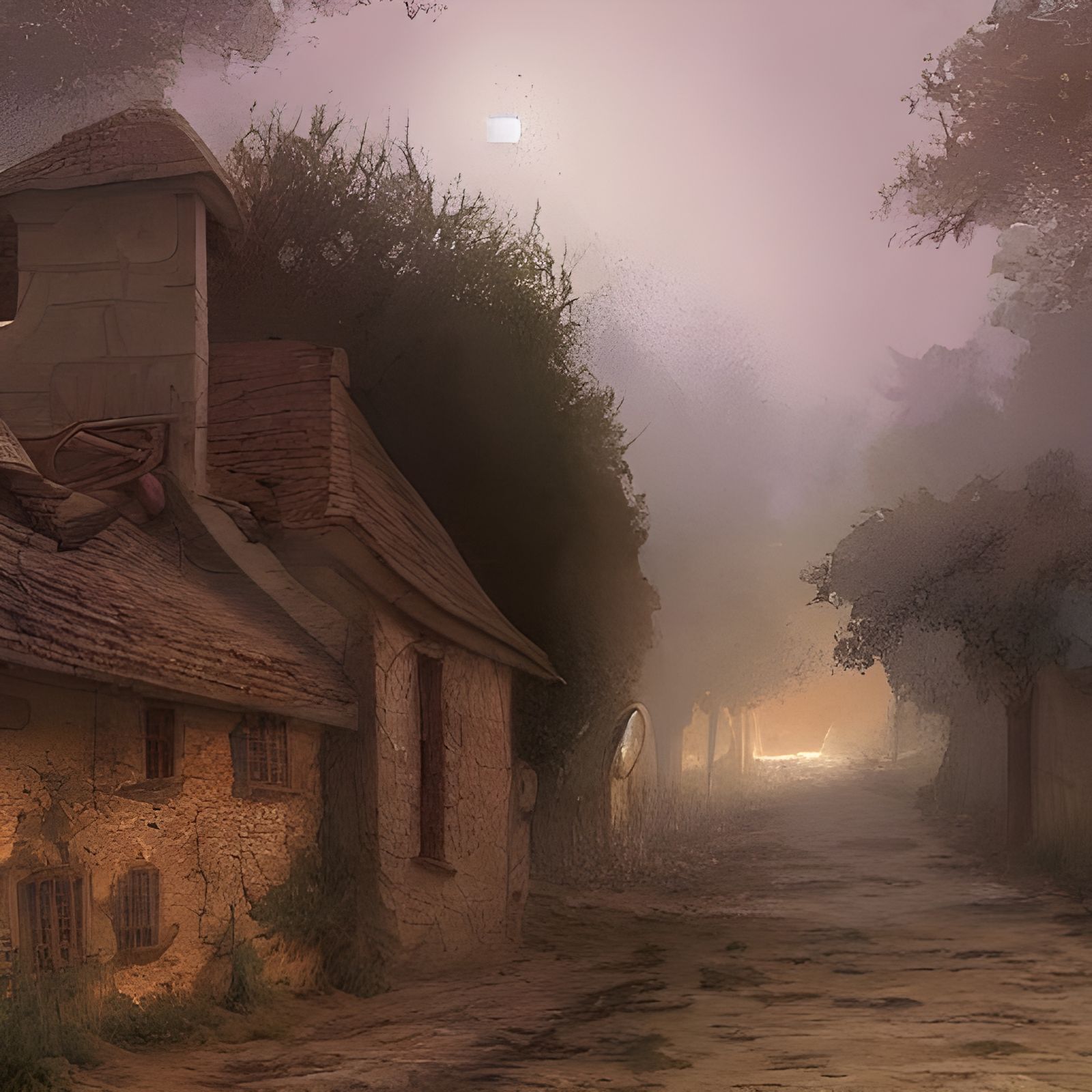 Dusty Road in Silenced Medieval Village Illustration
