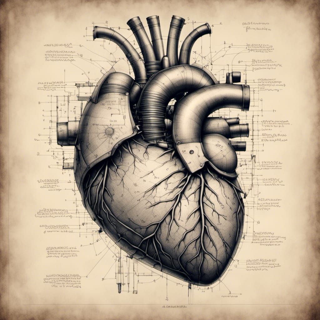 Blueprint Sketch of a Human Heart