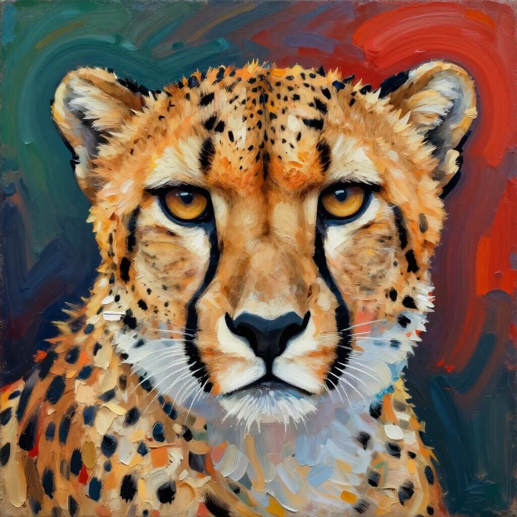Guepard Headshot Impasto Painting