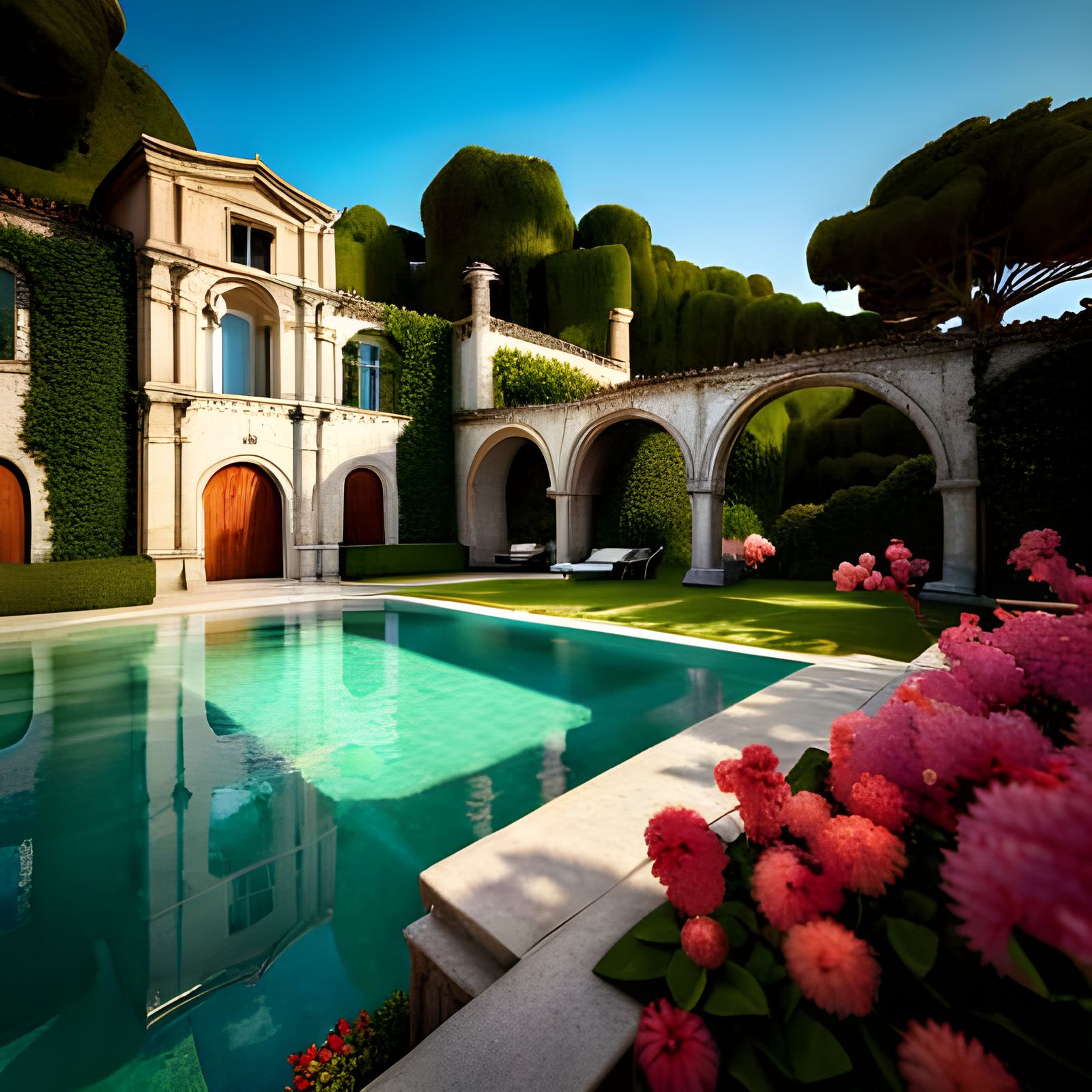Picturesque Roman Villa with Sea View in Hyperrealism