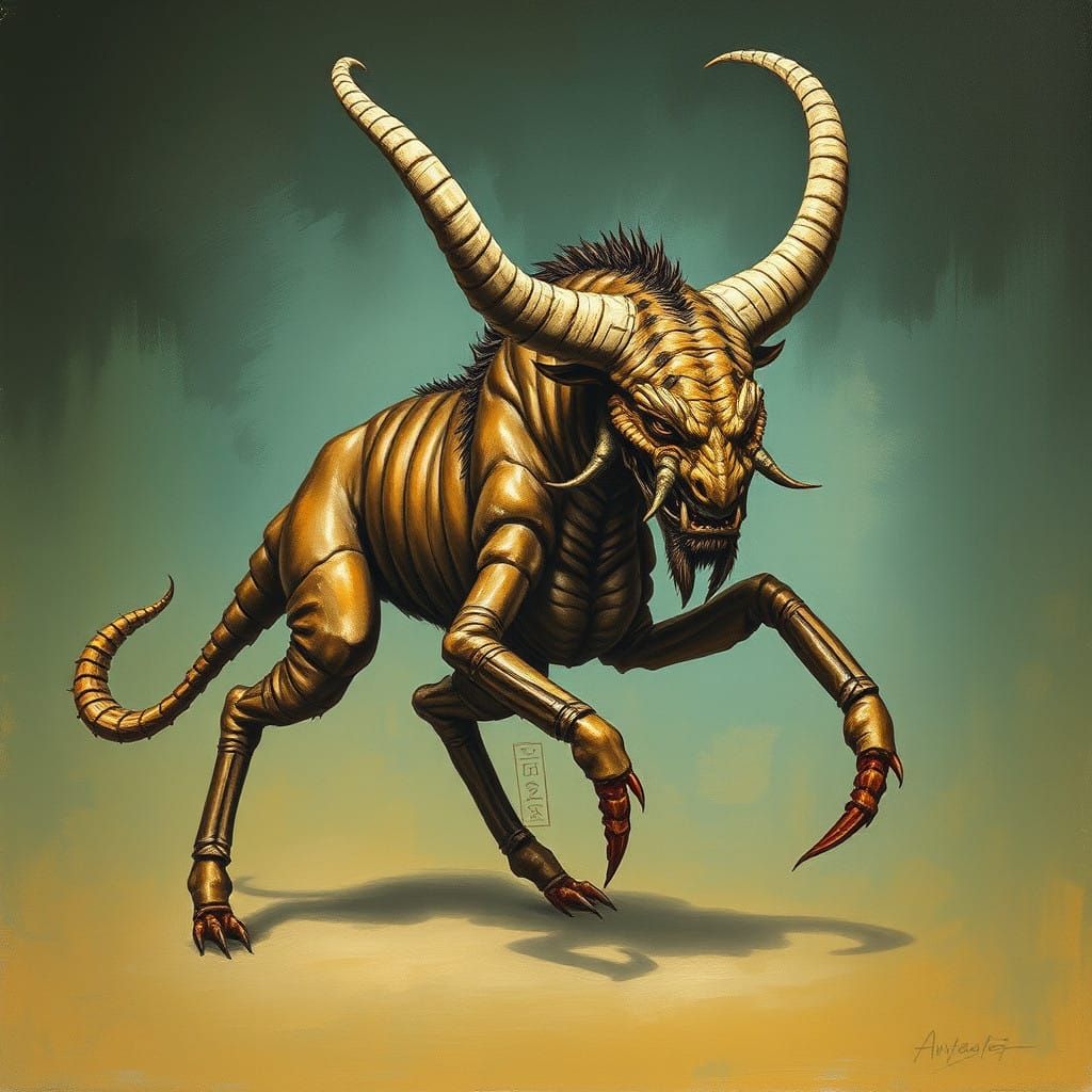 Mythical Minotaur Centipede in Earthy Hues