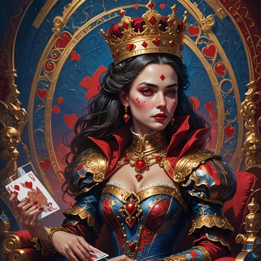 Queen of Hearts on Throne: Fantasy Concept Art