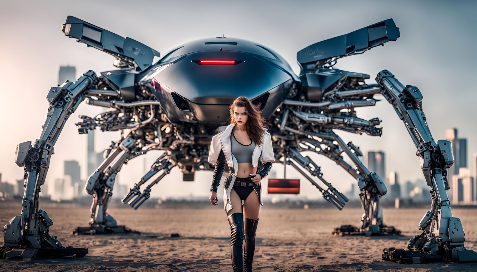 Lethal Cyborg Assassin in Futuristic Spaceship