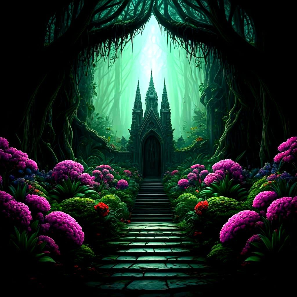 Creepy Surreal Garden of Dark Spirits
