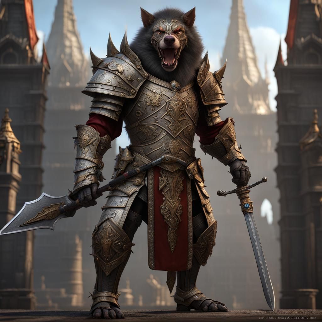 Regal Gnoll Knight in Detailed Matte Painting