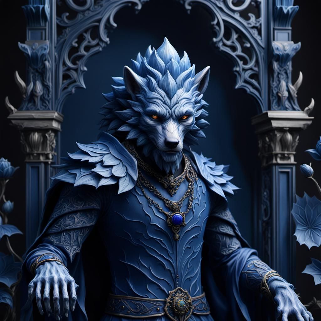 Blue Lotus Porcelain Gothic Werewolf Mannequin