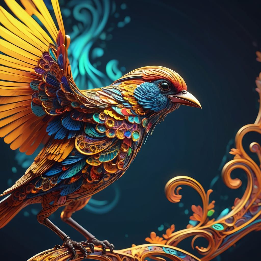 Liar Bird in Fractal Digital Art Style