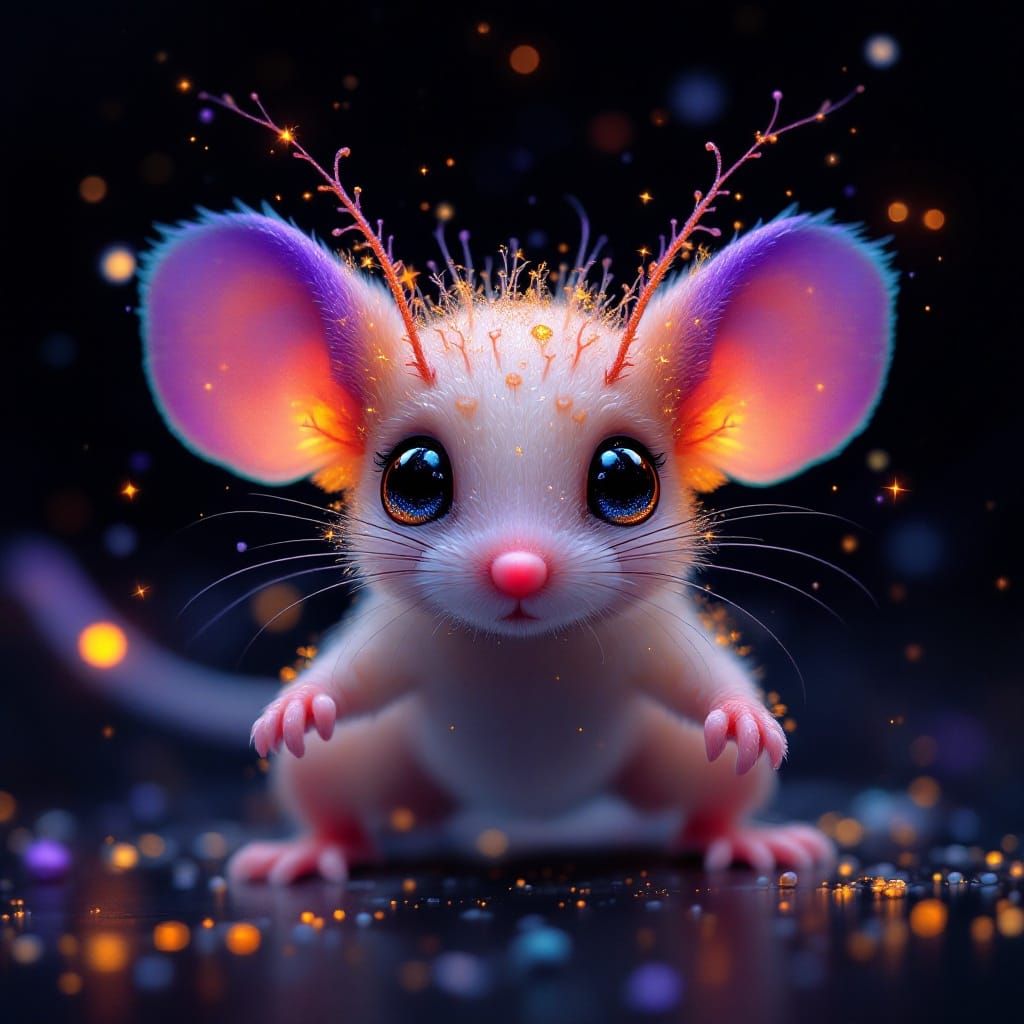 Vibrant, Whimsical Baby Murex Mouse in Iridescent, Sparkling...