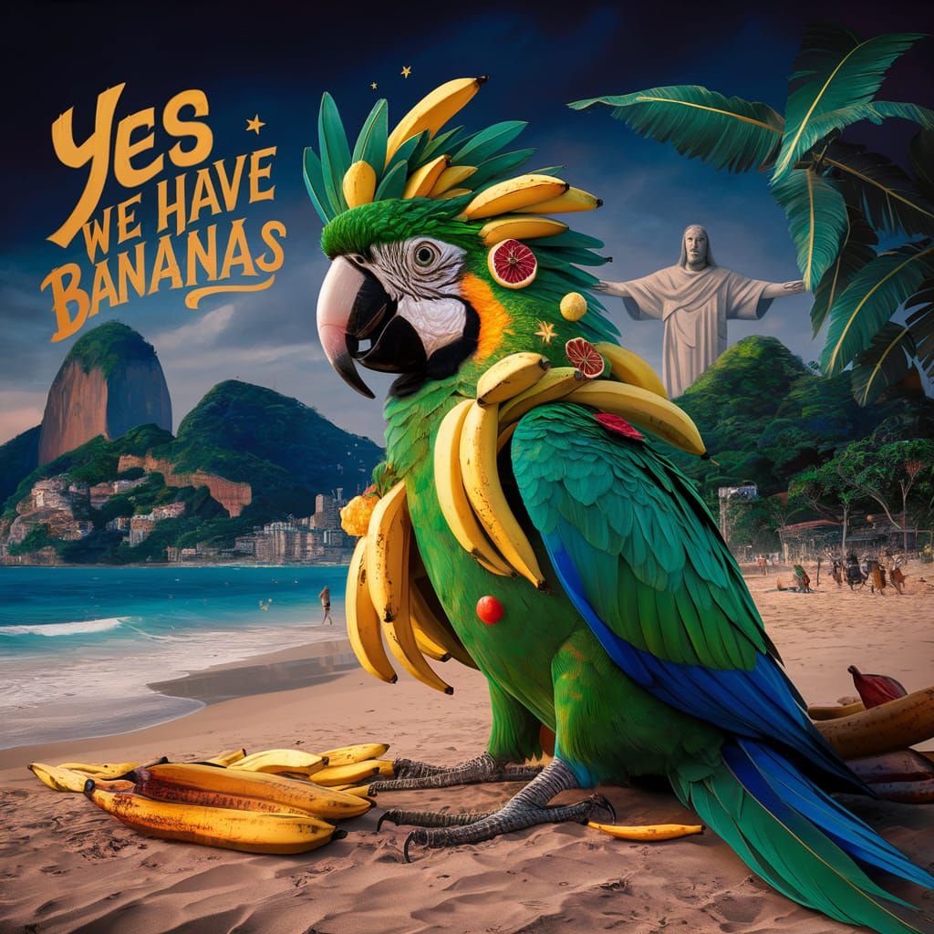 Brazil Parrot on Rio Beach: Matte Painting