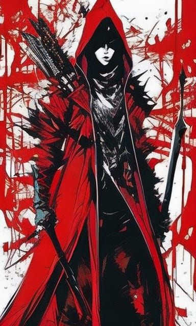 Red Riding Hood with Sword in Graphic Novel Style