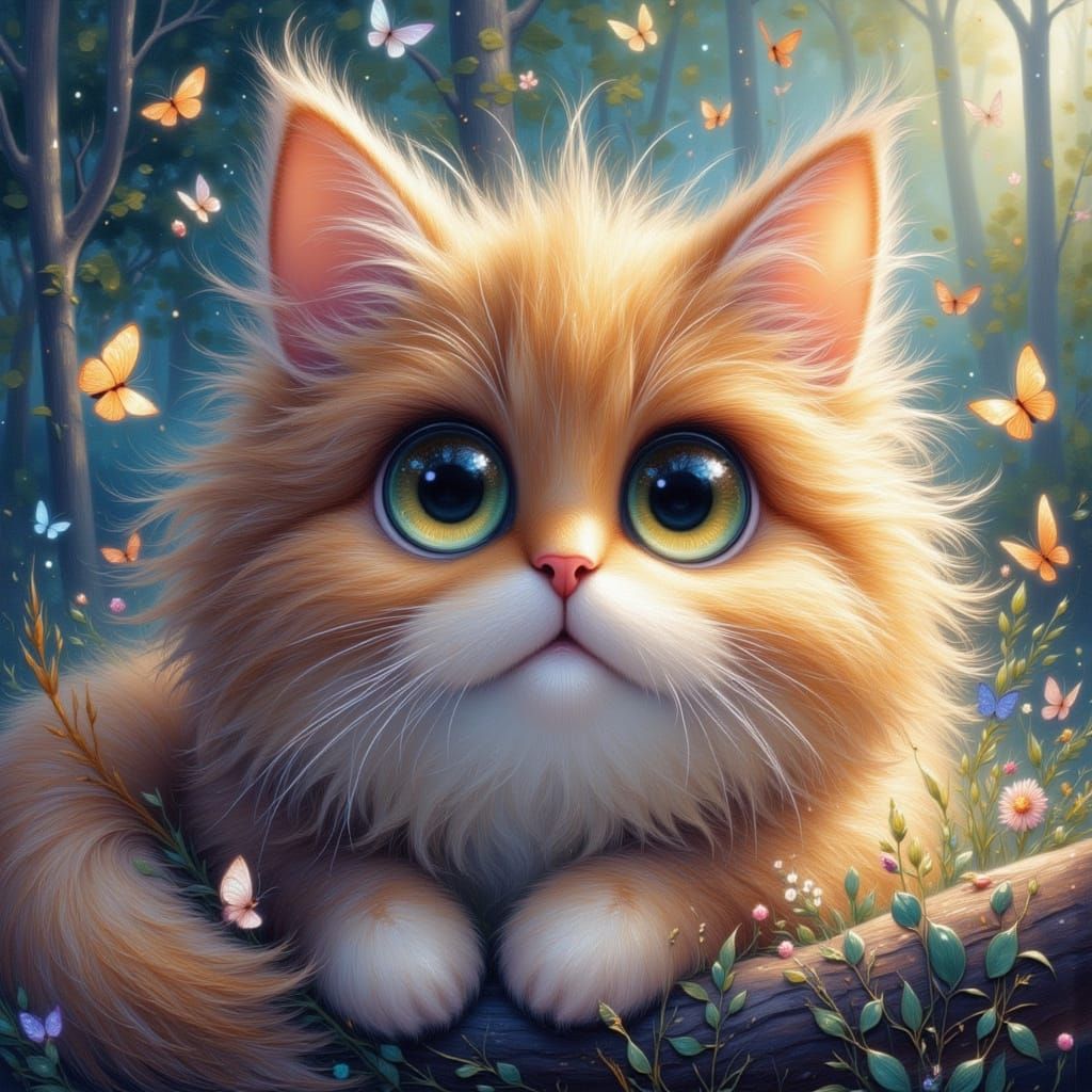 Mystical Cat in Anime Style Art