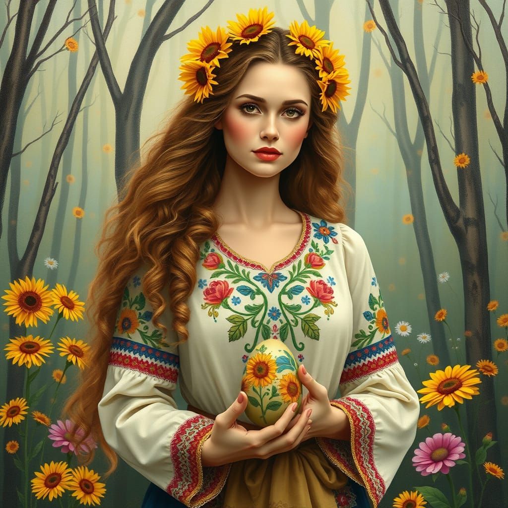 Majestic Ukrainian Spirit in Whimsical Chernobyl Forest