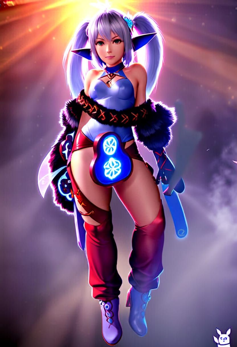 Anime Character in 3D With Glowing Runes