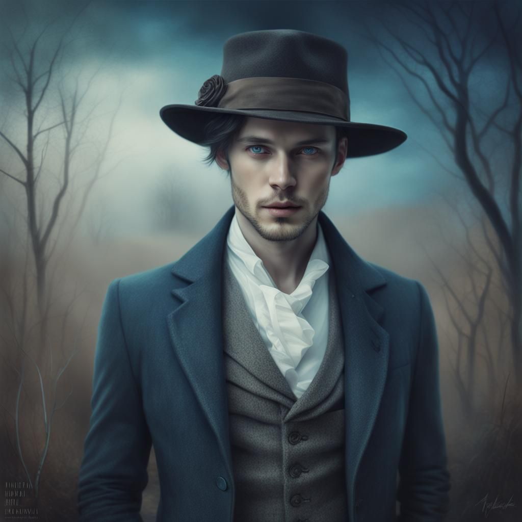Dreamy Man Portrait with Ghostly Landscape