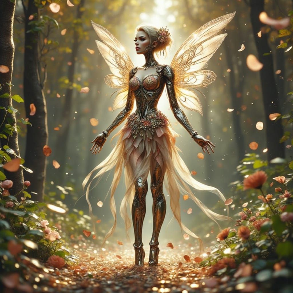 Elf Cyborg Robot in Anime Style, Hyper Realistic