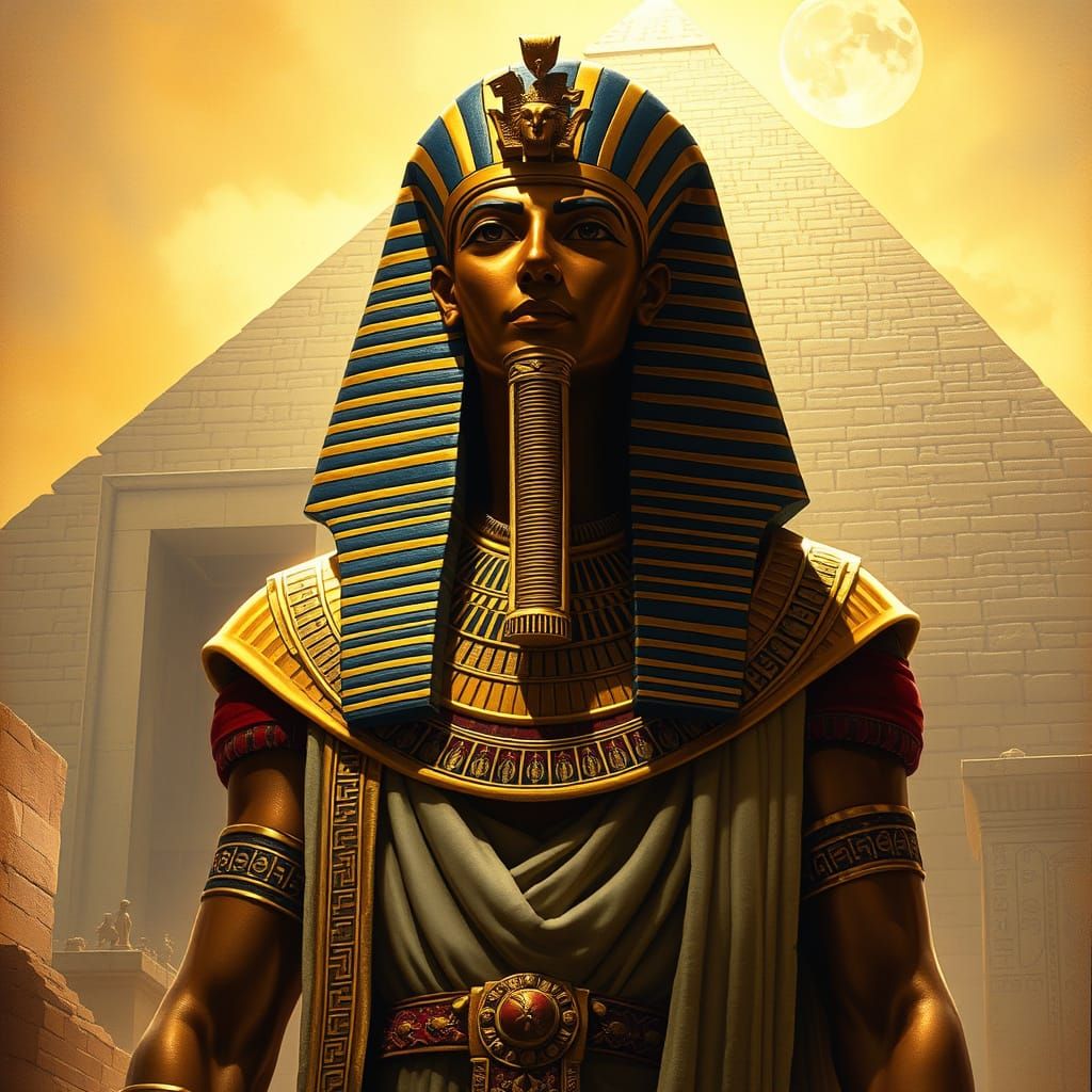 Egyptian Pharaoh in Pyramid Temple, Academic Style