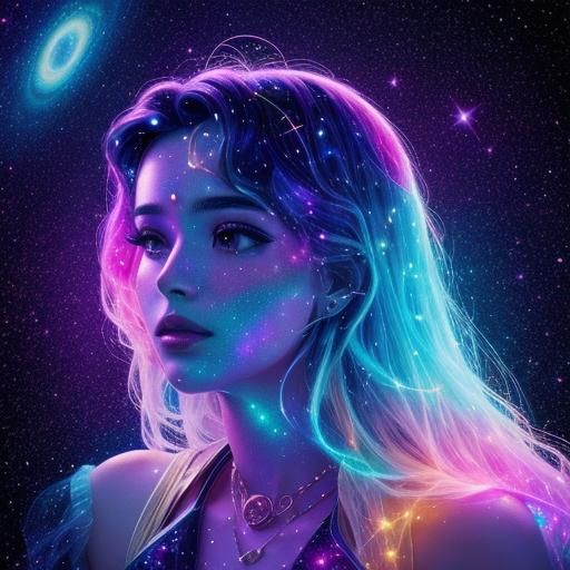 Cosmic Lovers Constellations in Visionary Art Style