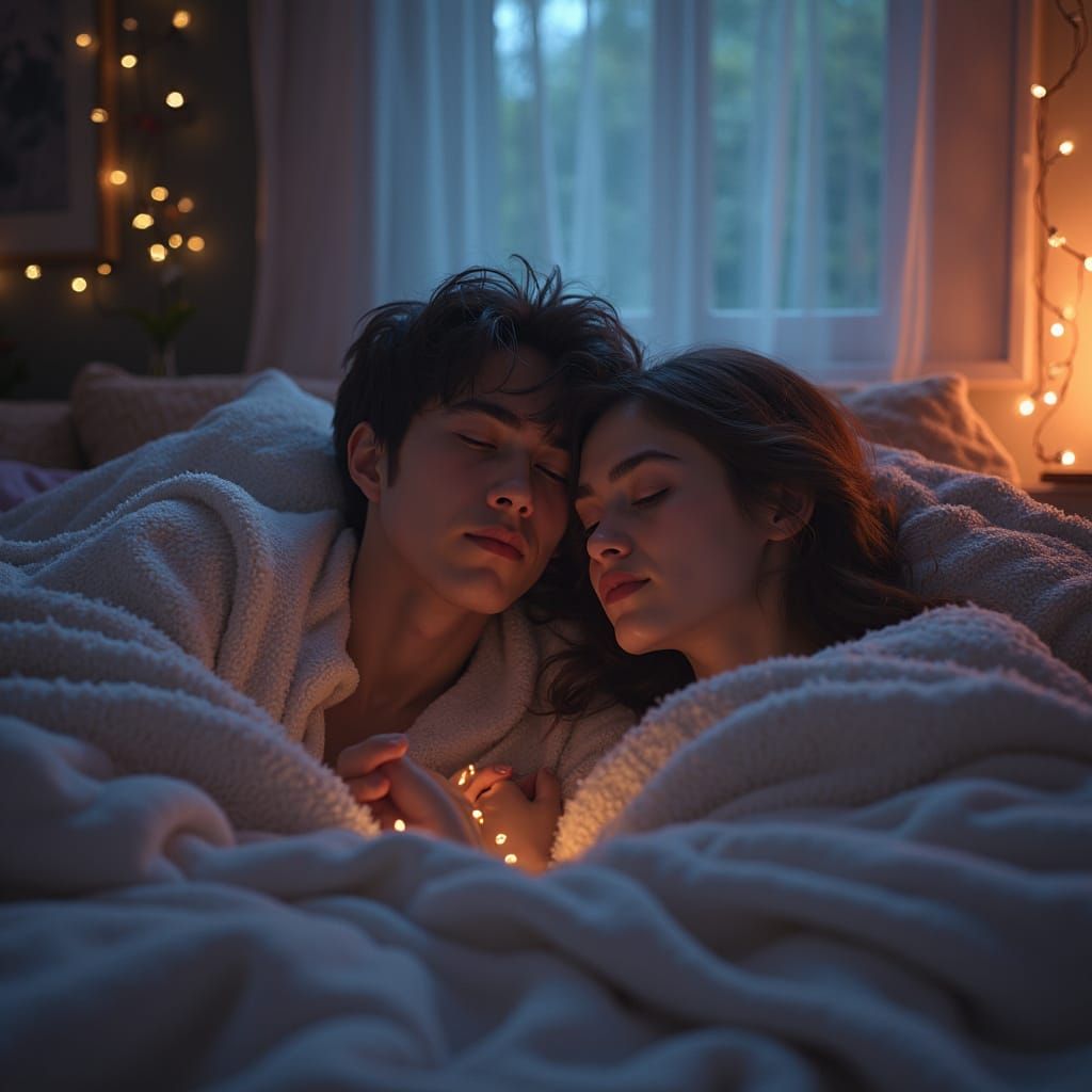 Peaceful Intimacy in a Nostalgic Nighttime Scene