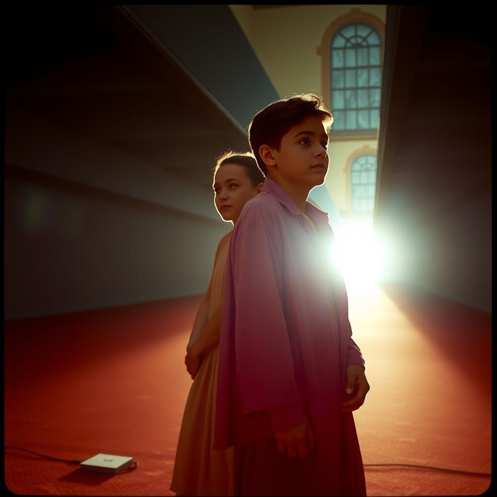 Yaakov and Essav: Backlit Cinematic Film Still