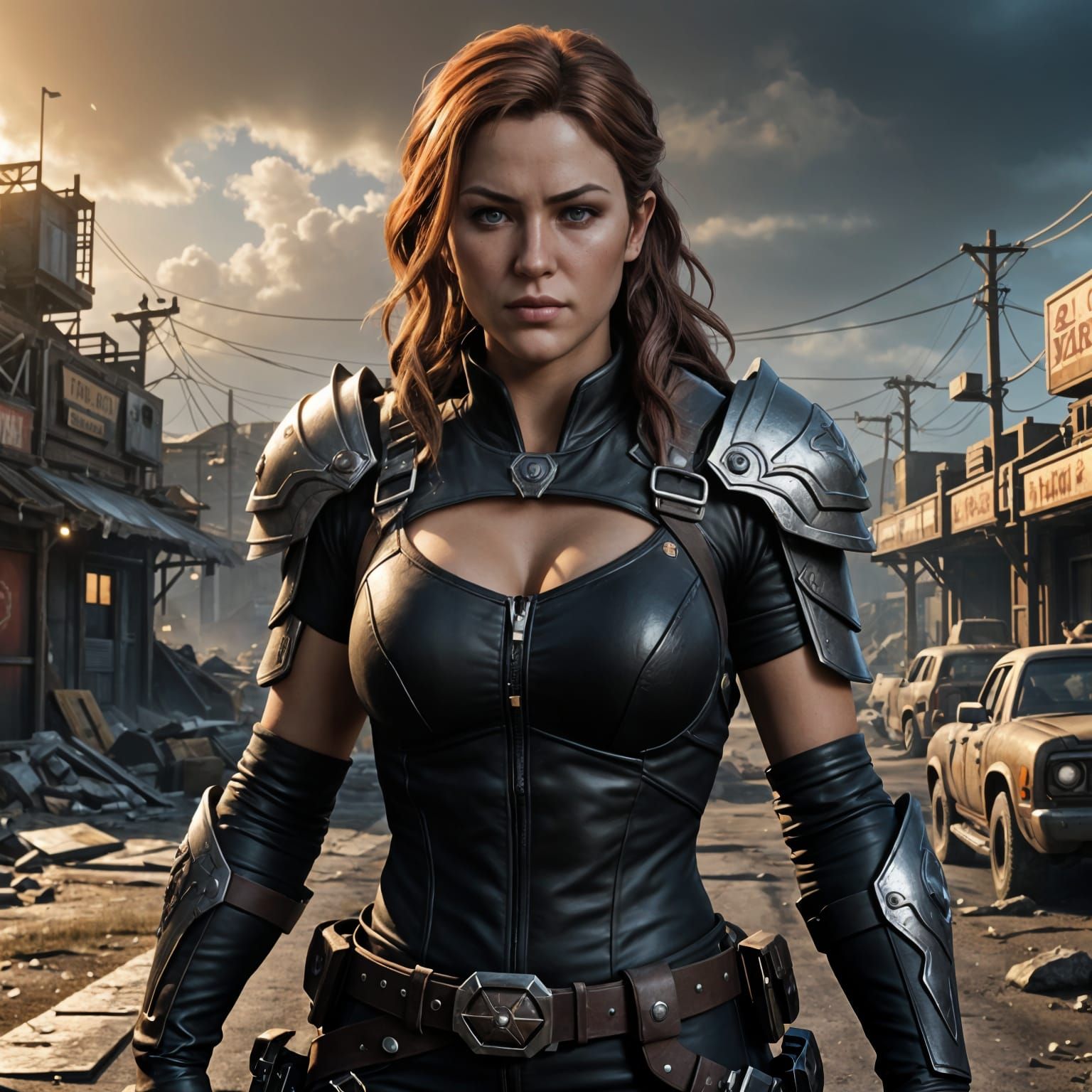 Fallout Raider Goddess in Epic Digital Landscape