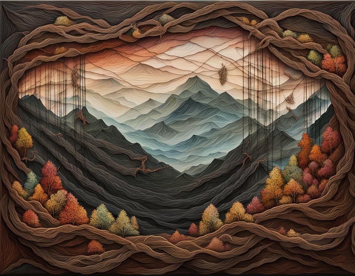 Unraveling String World: Surreal Dystopian Art