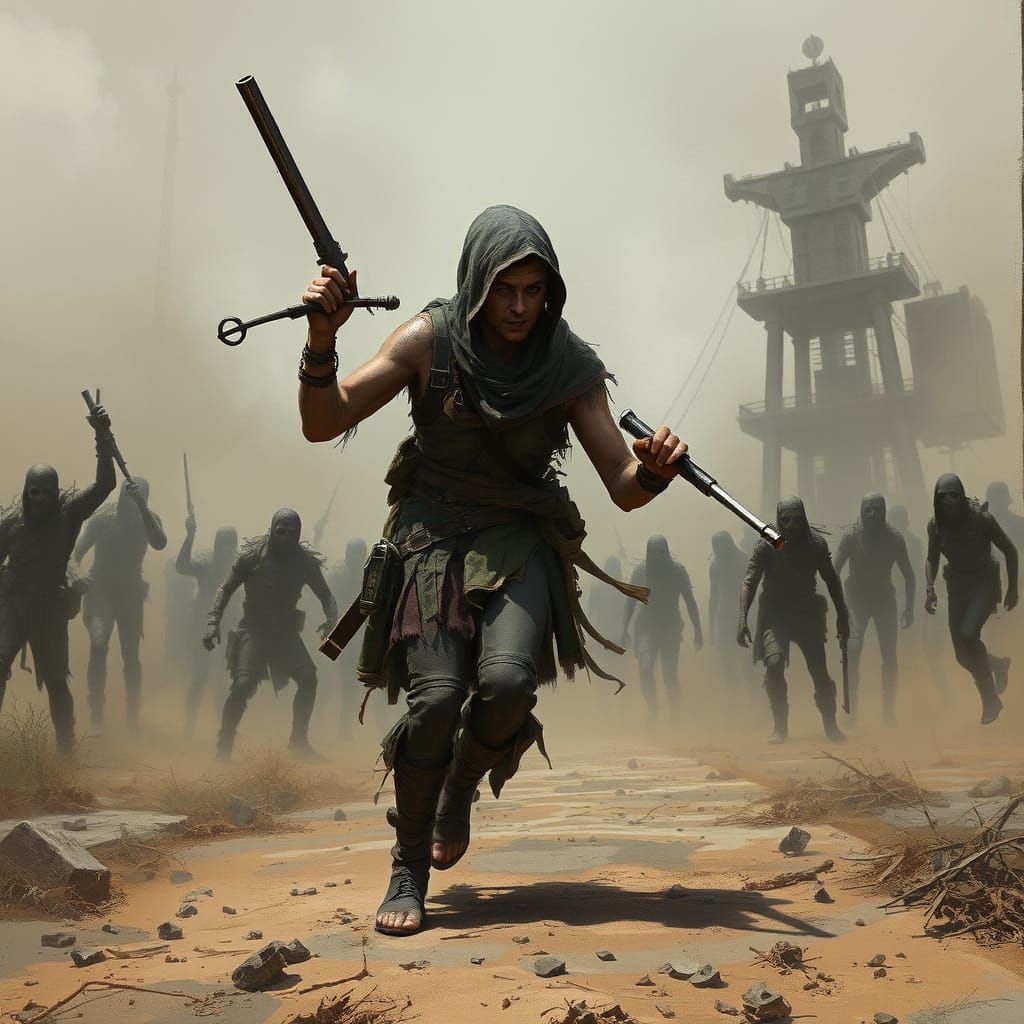 Survivor Fights Undead in Post-Apocalyptic Wasteland