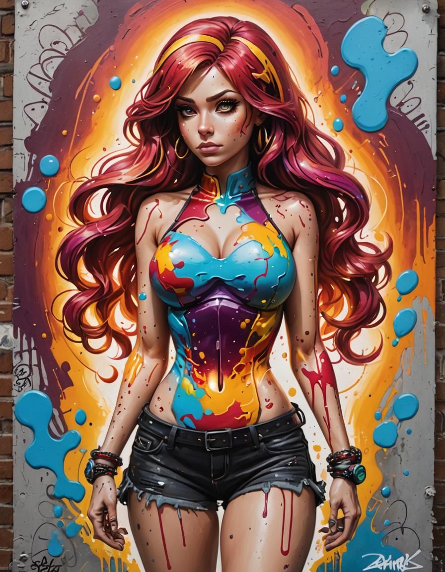 Sunset Shimmer Graffiti Art in Street Style