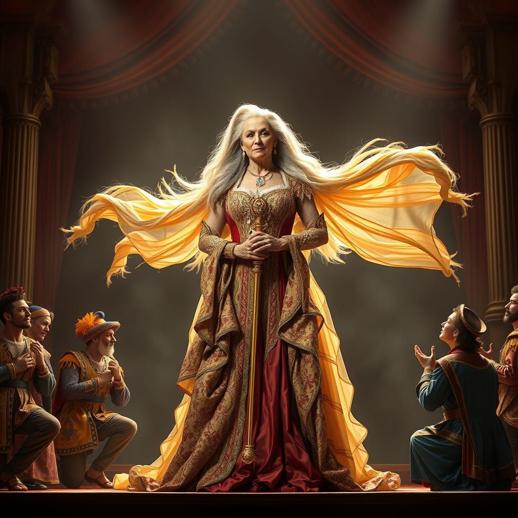 Renaissance Diva on Opera Stage: Detailed Matte Painting