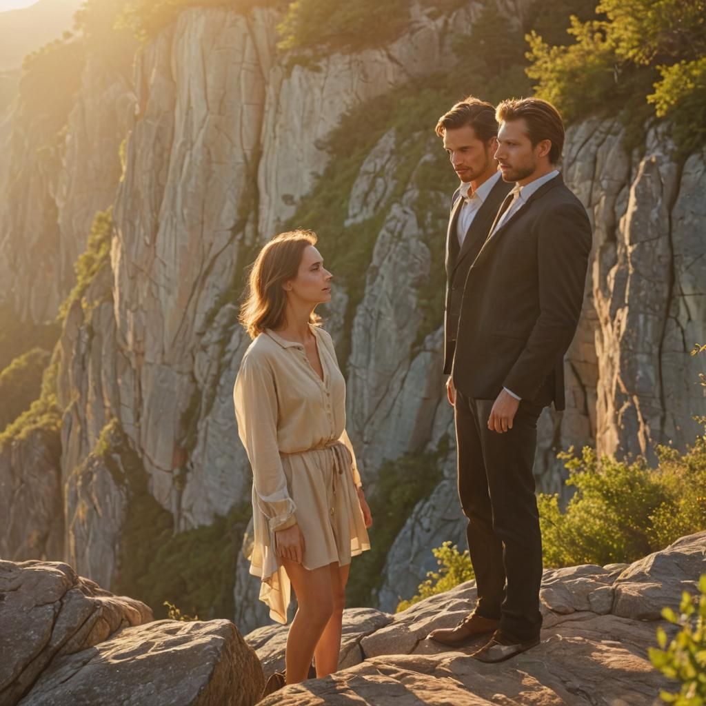 Romantic Cliffside Portrait at Golden Hour