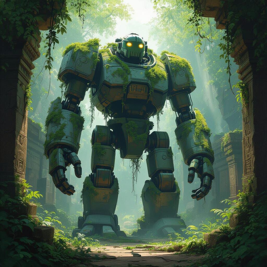 Ancient Automaton in Jungle Temple Concept Art