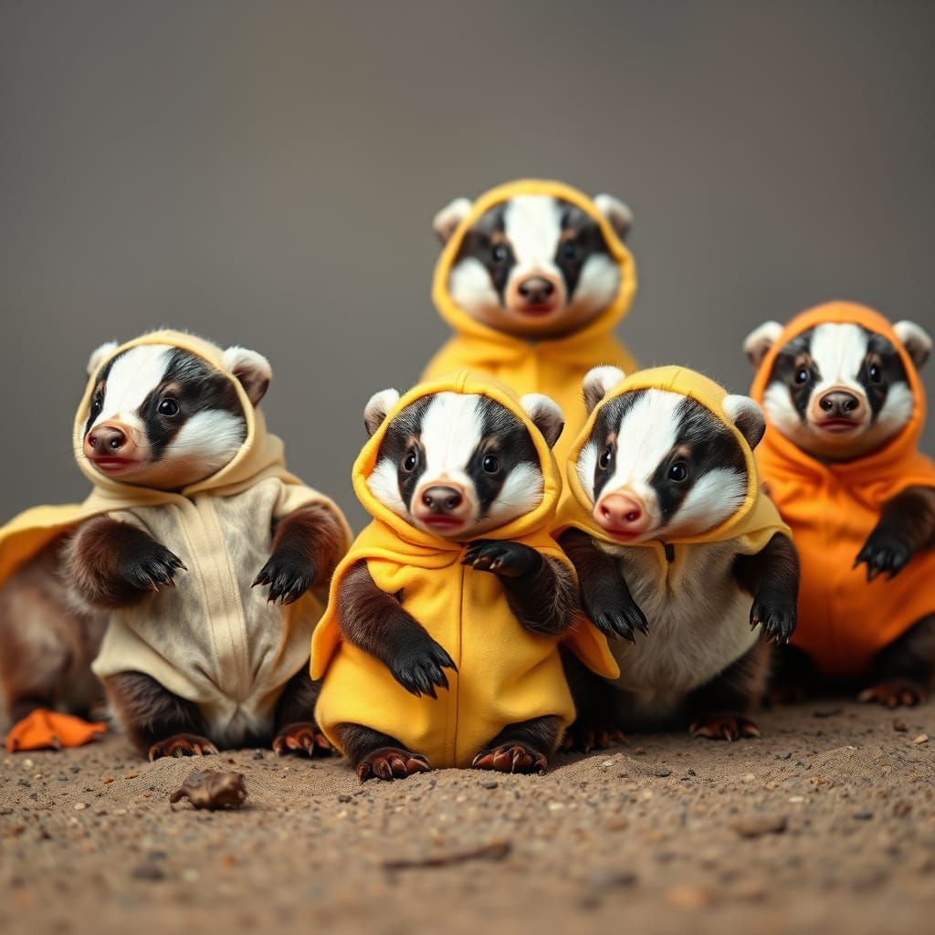 Adorable Badgers in Quacky Duck Costumes