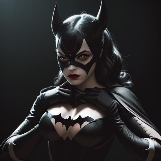 Harlequin Bat-Woman Cosplay: Hyperrealistic 64MP Image