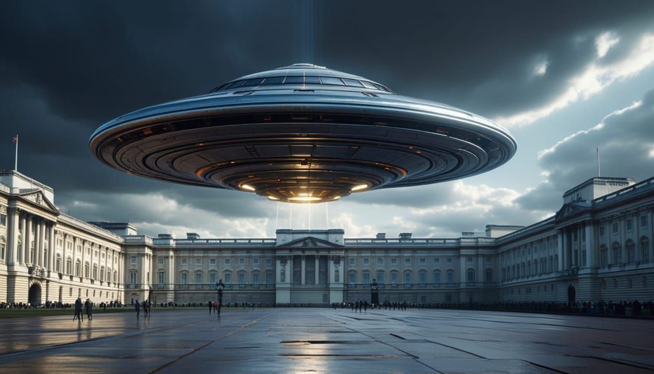 Shiny Chrome UFO Lands at Buckingham Palace