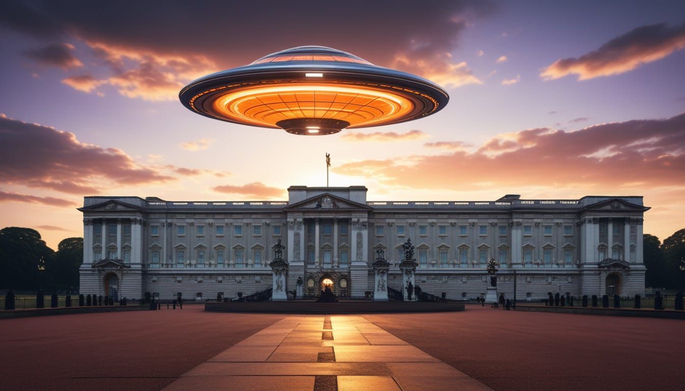 Chrome UFO Lands at Buckingham Palace