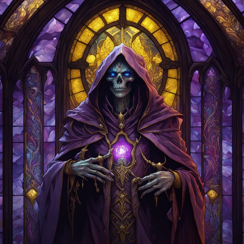 Stained Glass Dark Magic Necromancer Lich