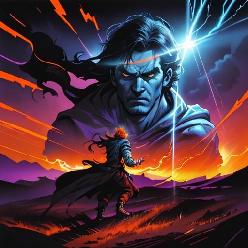 Epic Storm with Lightning Flash in Comic Style