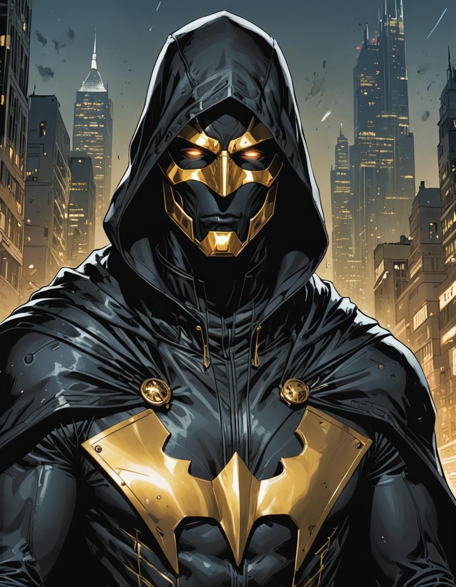 High-Tech Vigilante in Comic Book Art Style