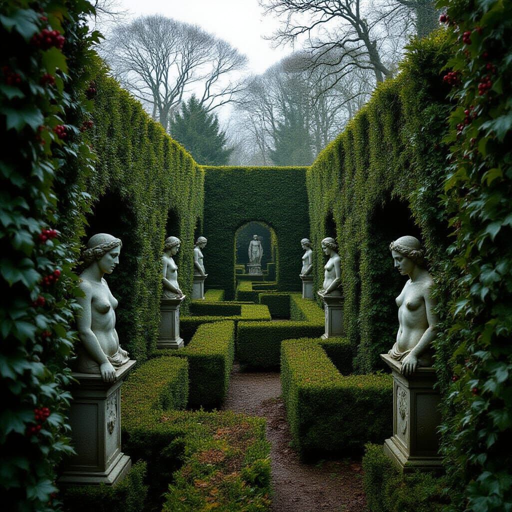 Forgotten Garden Maze: A Gothic Horror Dreamscape