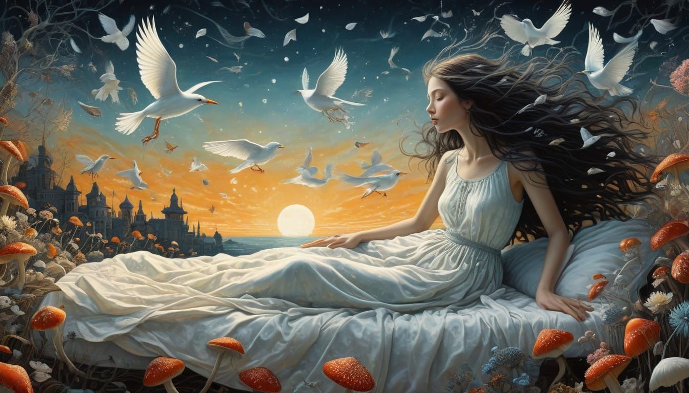 Surreal Goddess of the Cosmos in a Tranquil, Dreamlike Lands...