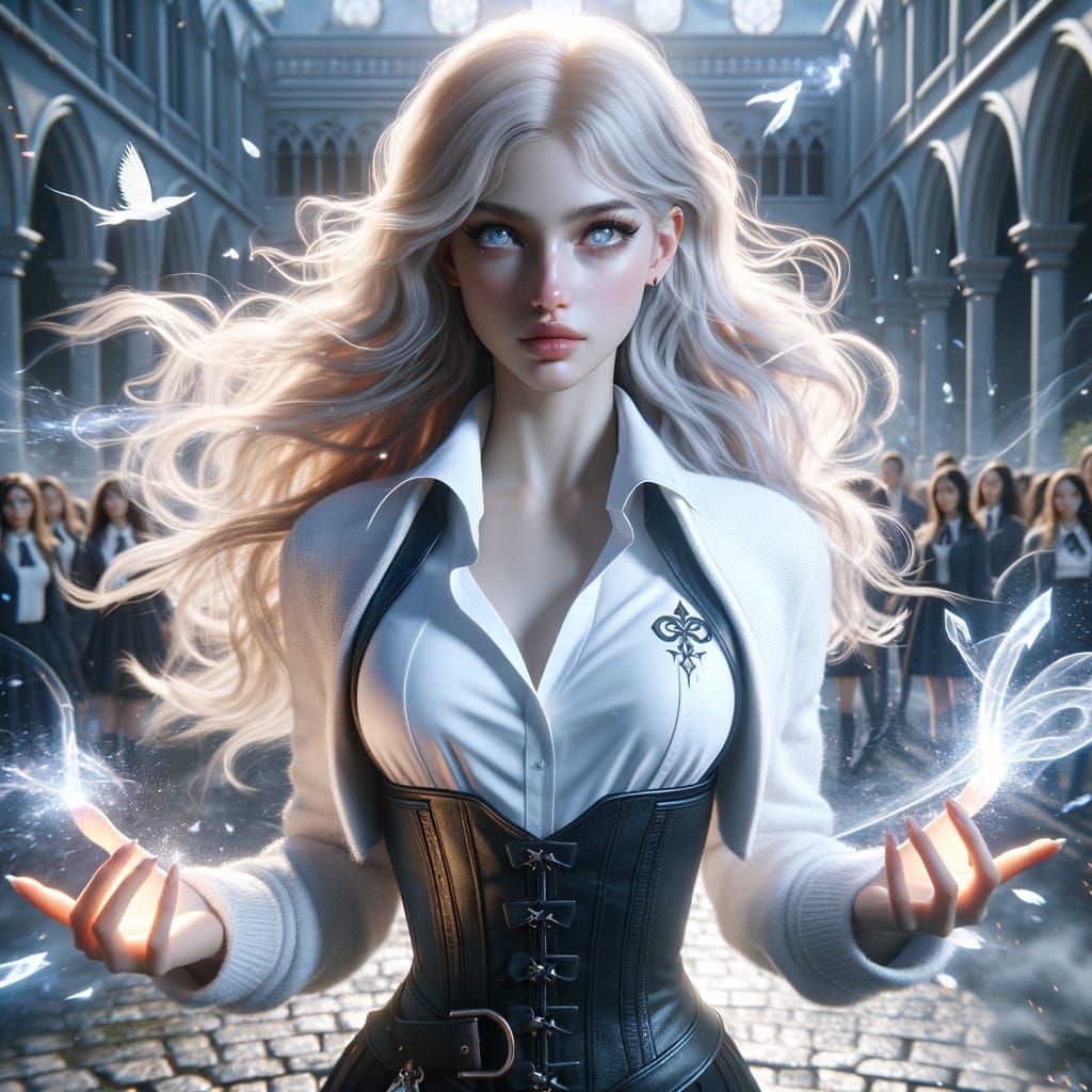 Icy Girl Snaps Fingers, Ice Shards Scatter