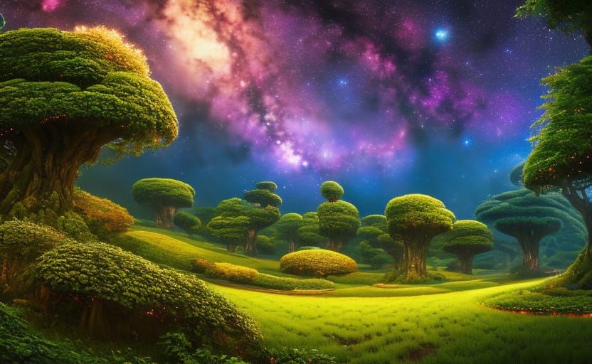 Cosmic Garden Vines under Milky Way Galaxy