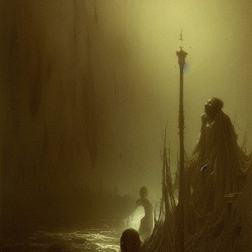 Disturbing Analog Horror Scene as Engraving