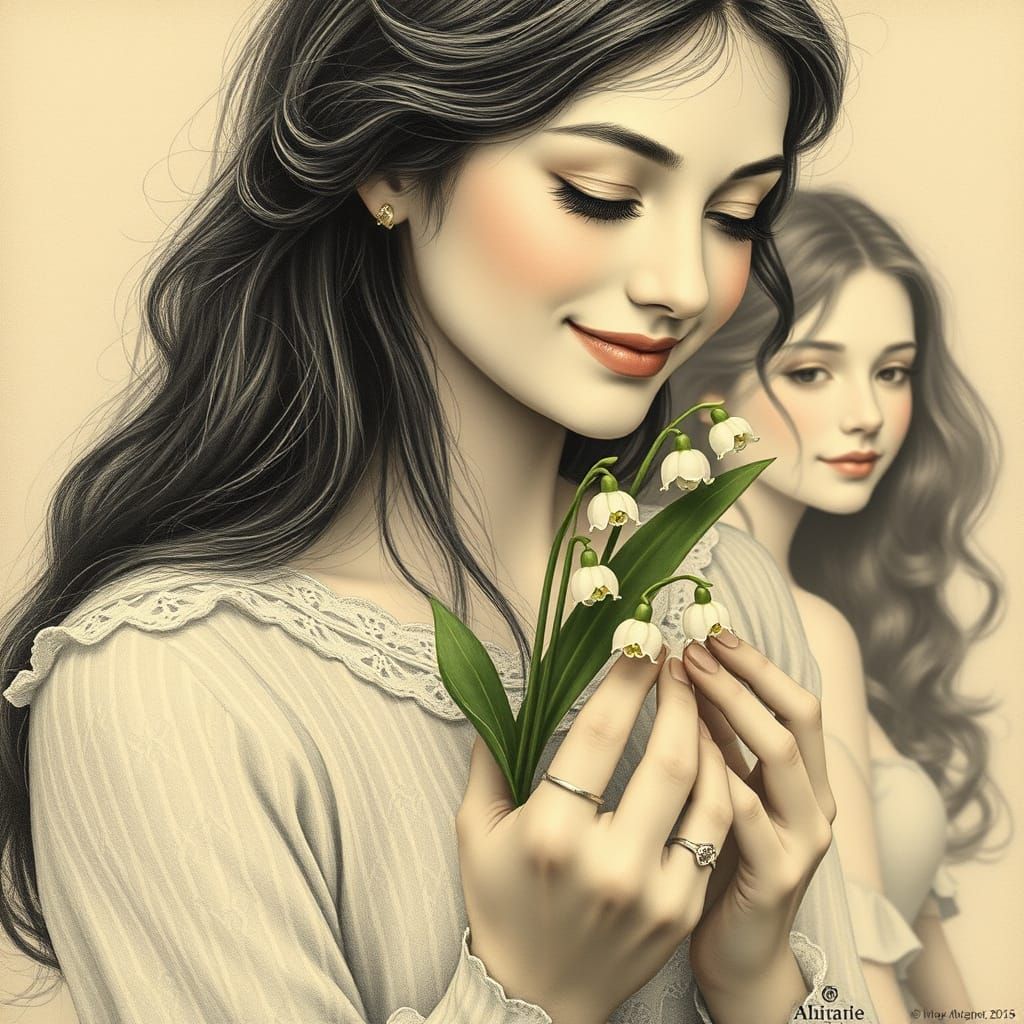 Charming Lily of the Valley Gift in Elegant Charcoal Art