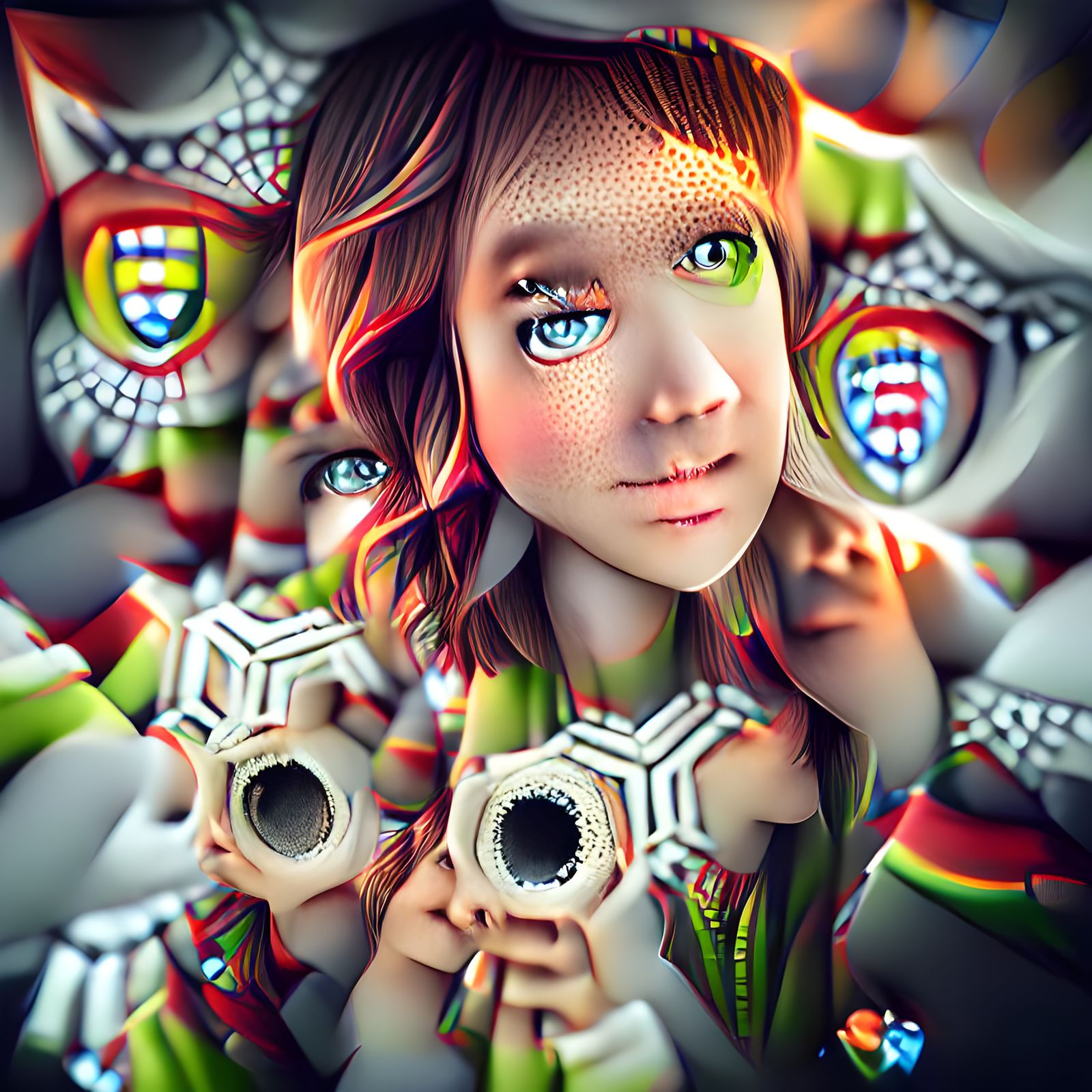 Girl with Kaleidoscope Eyes in 8k Resolution