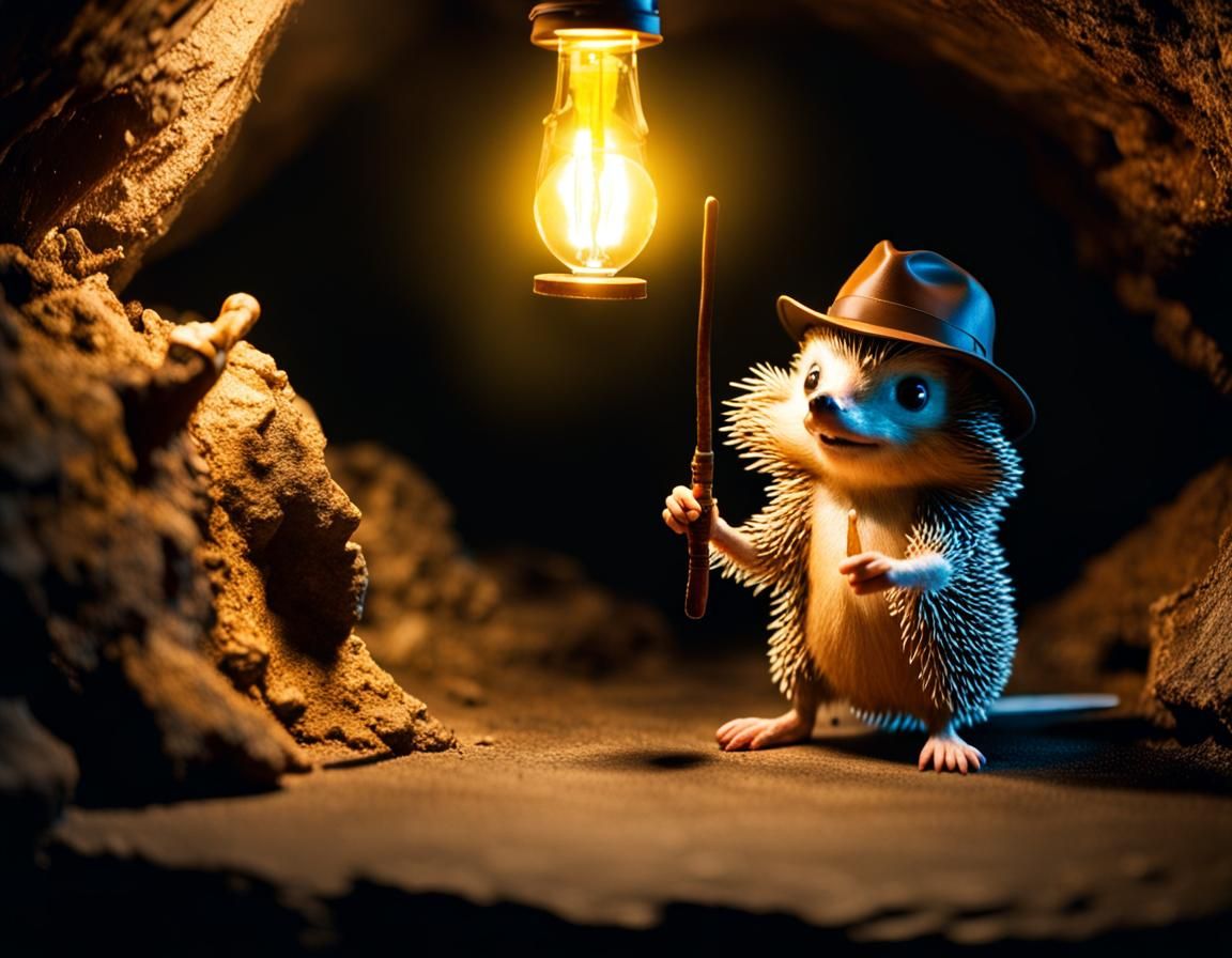 Hedgehog Indiana Jones Reaches for Idol