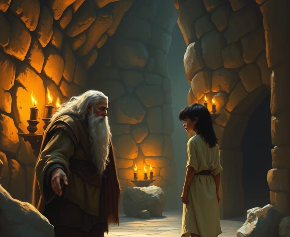 Bronze Age Conversation in Dramatic Fantasy Art Style