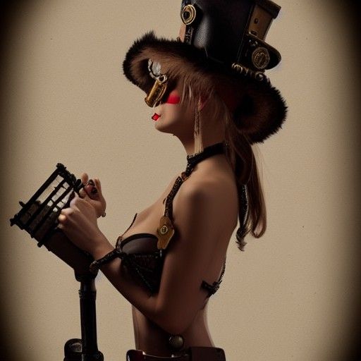 Steampunk Woman Profile in Fantasy Style